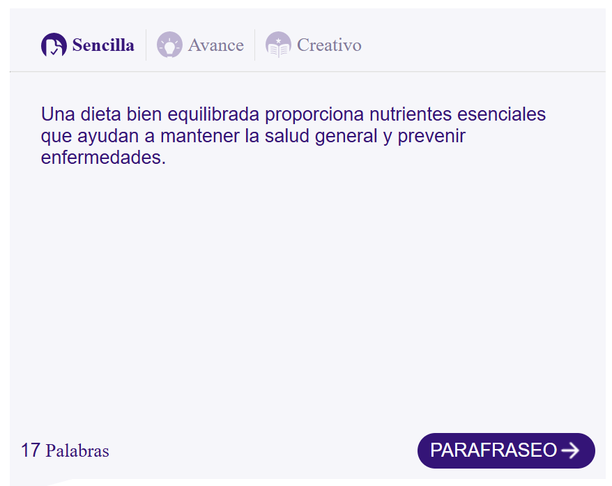 Ingrese el texto parafraseo