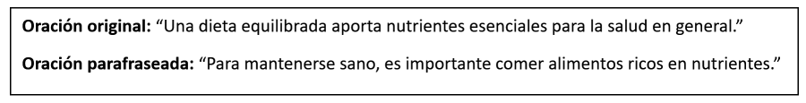 Parafraseo de adaptación Ejemplo