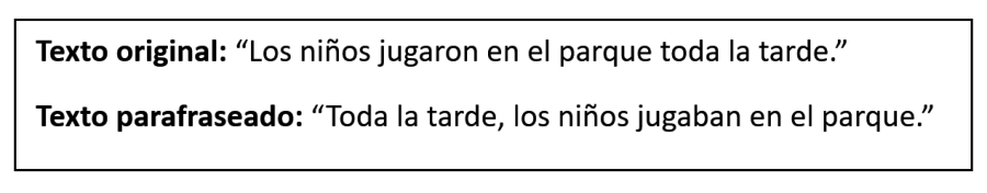Parafraseo de transformación Ejemplo