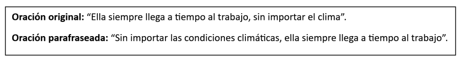 Parafraseo indirecto Ejemplo