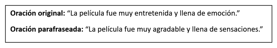 Parafraseo por sinónimos ejemplo