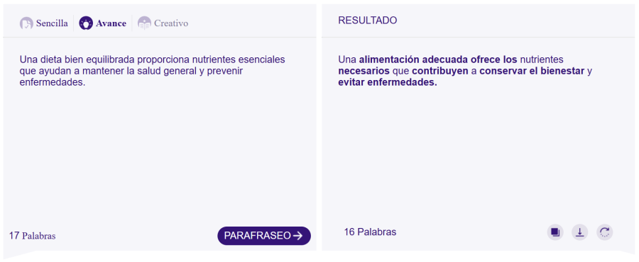 modo avance parafraseo