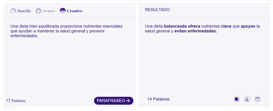 modo creativo parafraseo