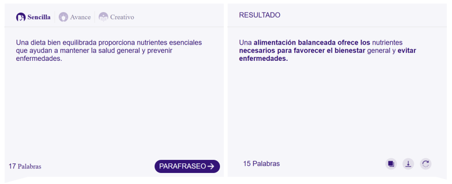 modo sencilla parafraseo